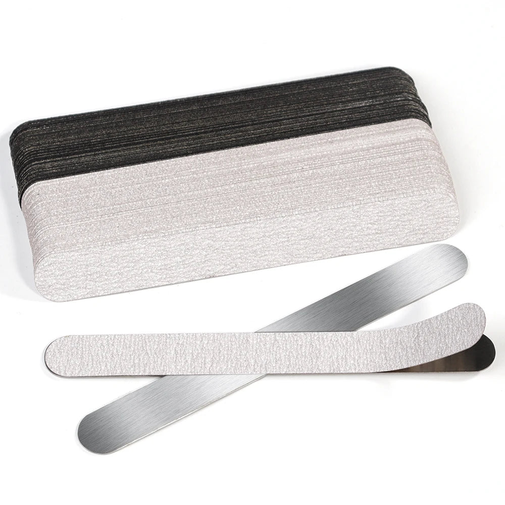 10Pcs Straight Sticks Replacement Nail Art Files 100/180/240 SandPaper With Metal Handle Grinding Tools Polishing Manicure Files