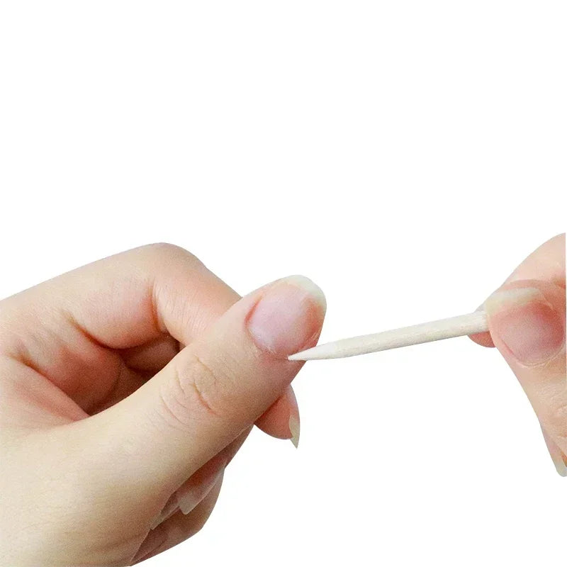 Orange Wood Nail Pusher Sticks – Dual-Head Cuticle & Rhinestone Dotting Tool