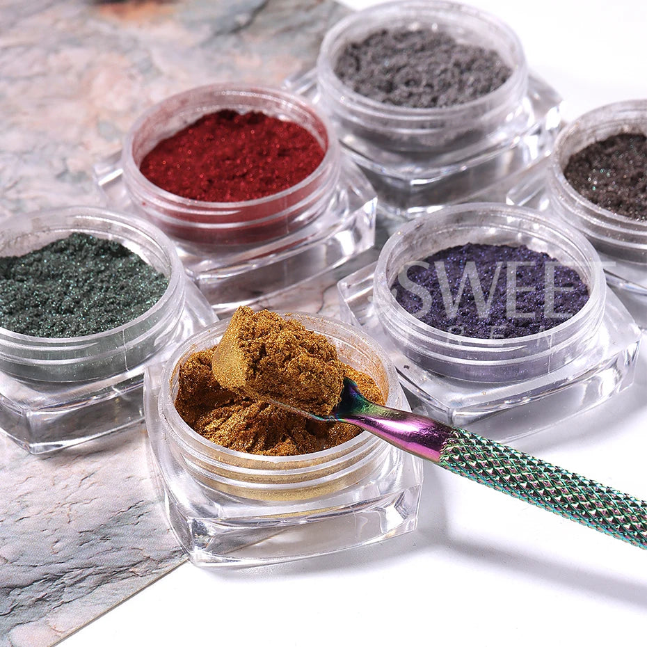 6 Colors Cat Eye Magnetic Chrome Nail Powder 3D Glitter Nail Pigment Powder UV Gel Polish Dust DIY Manicure Decoration Supplies