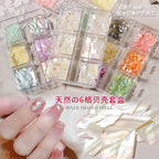 Irregular Shell-Shaped Nail Charms – Holographic Sparkle Seashell Flakes