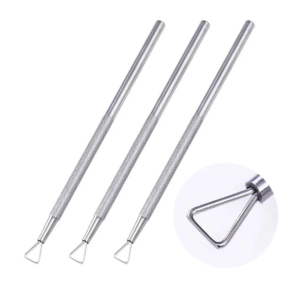 Stainless Steel Triangle Stick Rod Pusher – Cuticle Peeler & Gel Polish Remover