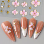 5D Floral Embossed Nail Stickers – Bronzing Hibiscus & Star Frame Decals