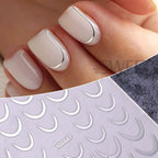 Gold & Silver French Curve Stripe Nail Stickers – Simple Swirl Line Tape