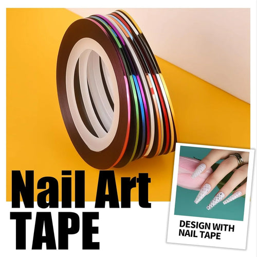 10-Color Metallic Nail Striping Tape – Self-Adhesive Decoration Strips, 1mm