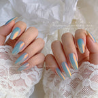 Summer Aurora Cat Eye Nail Powder – Holographic Blue Chrome Mirror Pigment