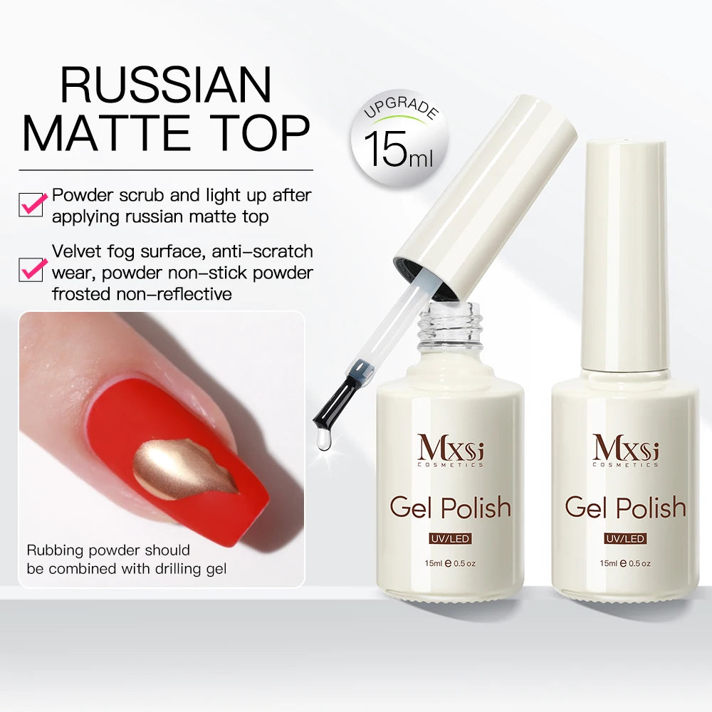 Mxsi Strong Base Coat & No-Wipe Top Coat – Self-Leveling French Manicure Gel
