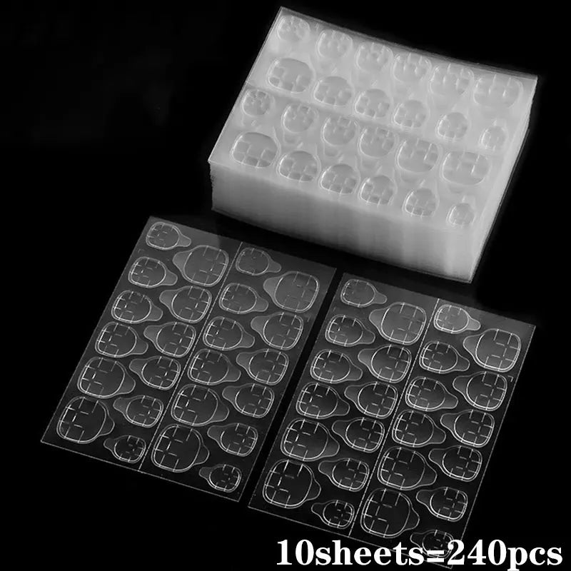 MingLee Clear Double-Sided Nail Adhesive Tape – Jelly Gel Pads, 240pcs