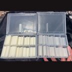 XXL French Half-Cover Nail Tips – Clear Acrylic Coffin & C-Curve Extensions