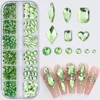 Sparkle Crystal Nail Rhinestones – Mixed Shape Flatback Gems, 12 Grids