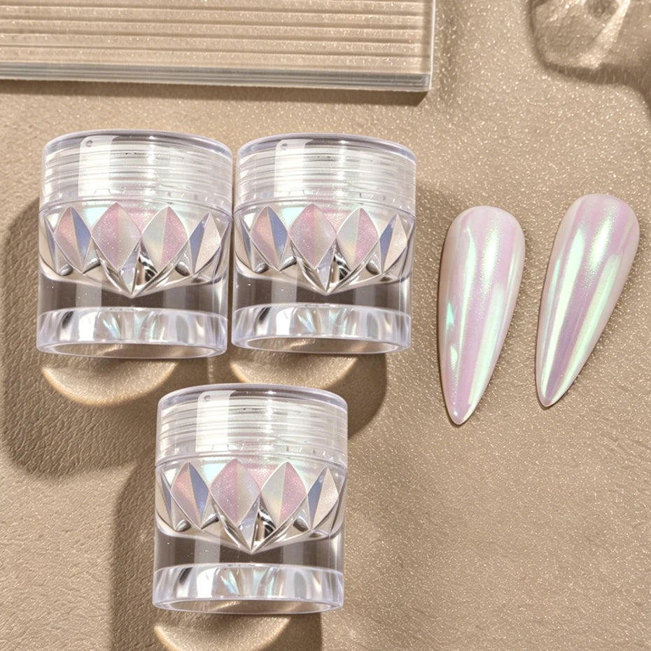 1/2/3pcs Iridescent Aurora Chrome Nail Powder Unicorn Mermaid Pigment Dust Mirror Pearlescent Glitter Nail Art Powder Gel Polish