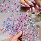 MingLee 5D Embossed Sakura Flower Nail Stickers – Lavender, Rose & Leaf Decals