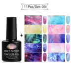 MEET ACROSS Nail Art Transfer Foil Gel Set – Starry Sky Adhesive, 7ml