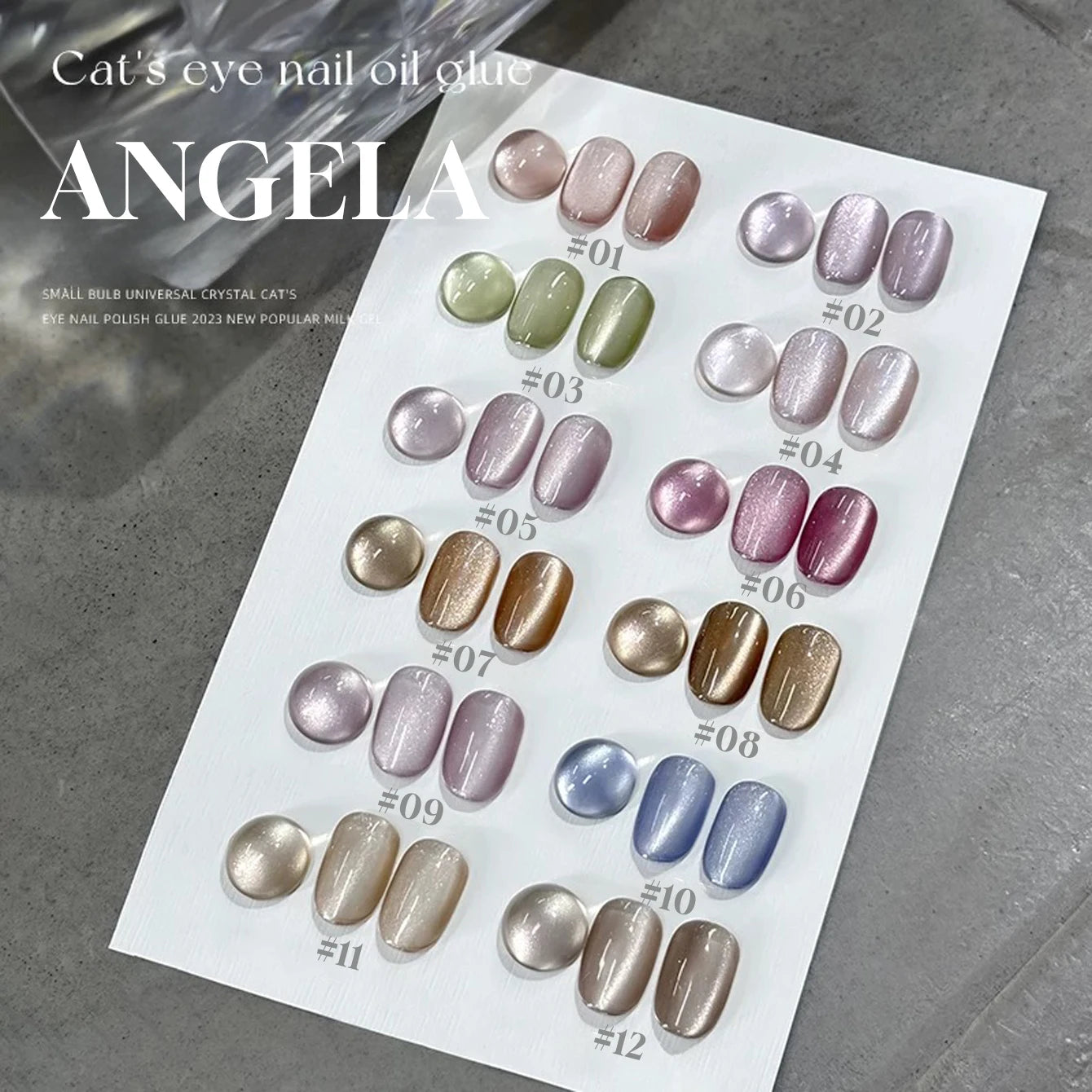 1-16PCS White Moonlight Glass Bead Nail Cat's Eye Gel Magnetic Satin Gel Polish 16-Colors Soak Off Glitter Manicure Varnish