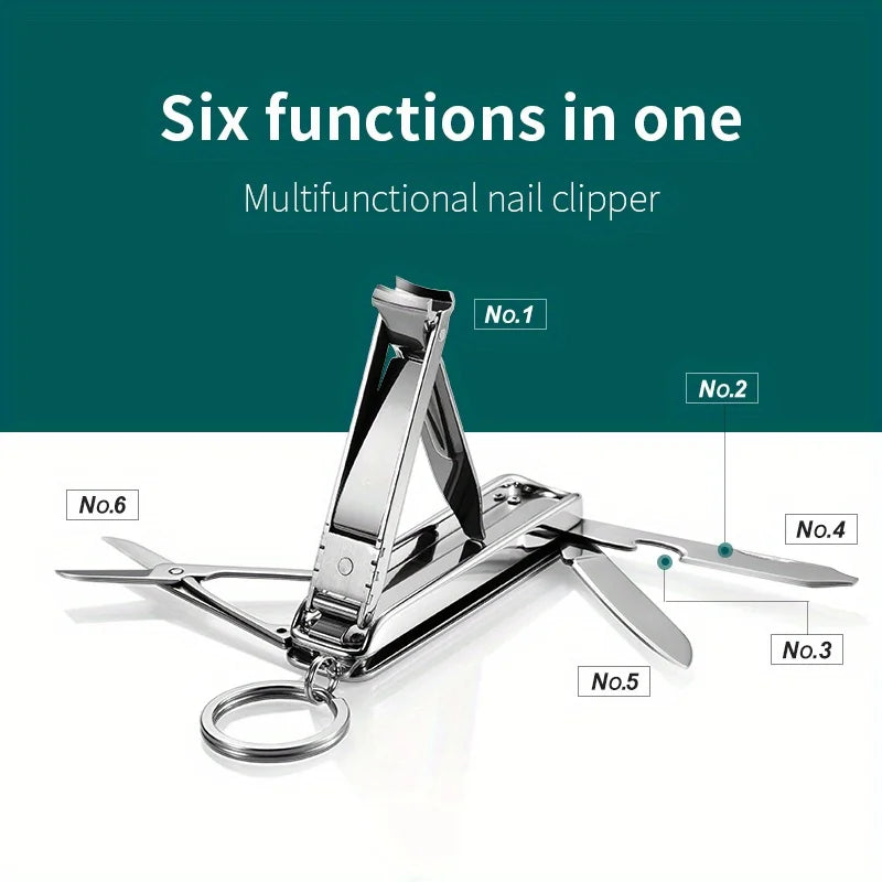 Ouriner Multifunctional Stainless Steel Nail Clipper – 6-in-1 with File & Bottle Opener