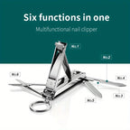 Ouriner Multifunctional Stainless Steel Nail Clipper – 6-in-1 with File & Bottle Opener