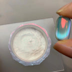Summer Aurora Cat Eye Nail Powder – Holographic Blue Chrome Mirror Pigment