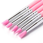 Pink Silicone Nail Carving Brush Set – Emboss &amp; Sculpture Shaping Pens, 5 Pieces