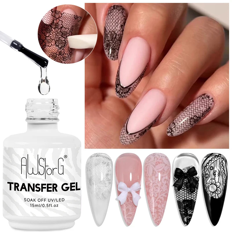 AWStorG Nail Foil Transfer Gel – UV Adhesive for Foil Stickers, 15ml