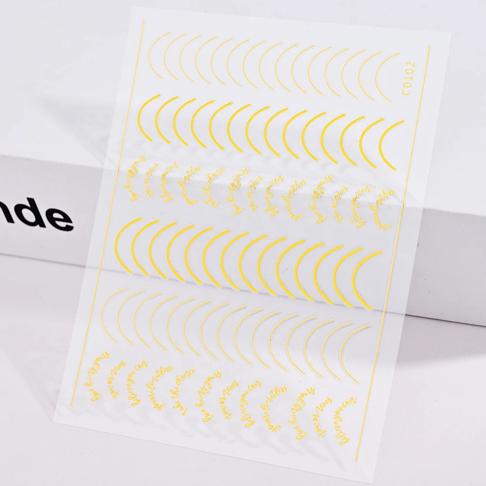 Curved French Nail Striping Tape – Rose Gold 3D Line Stickers