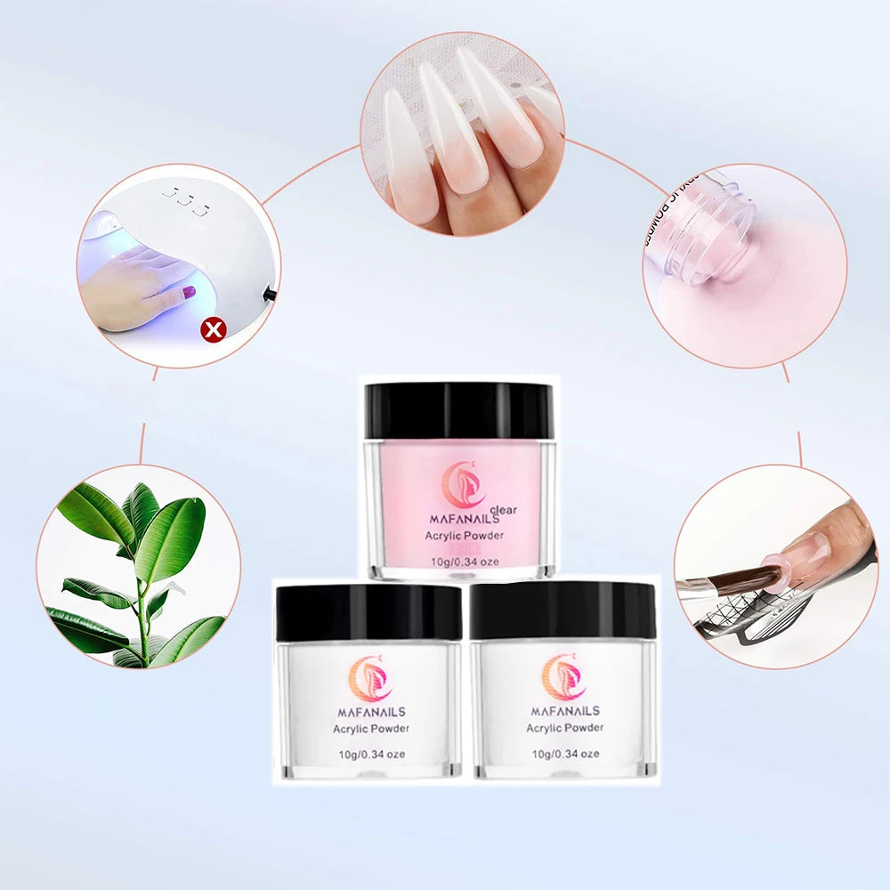 MAFANAILS Crystal Monomer Liquid & Brush Kit – Acrylic Powder & Nail Cup Set, 8pcs