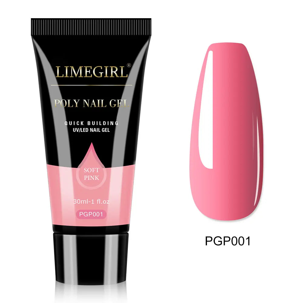 LIMEGIRL Camouflage UV Builder Poly Gel – Soak-Off Nail Extension Gel, 24 Colors, 30ml