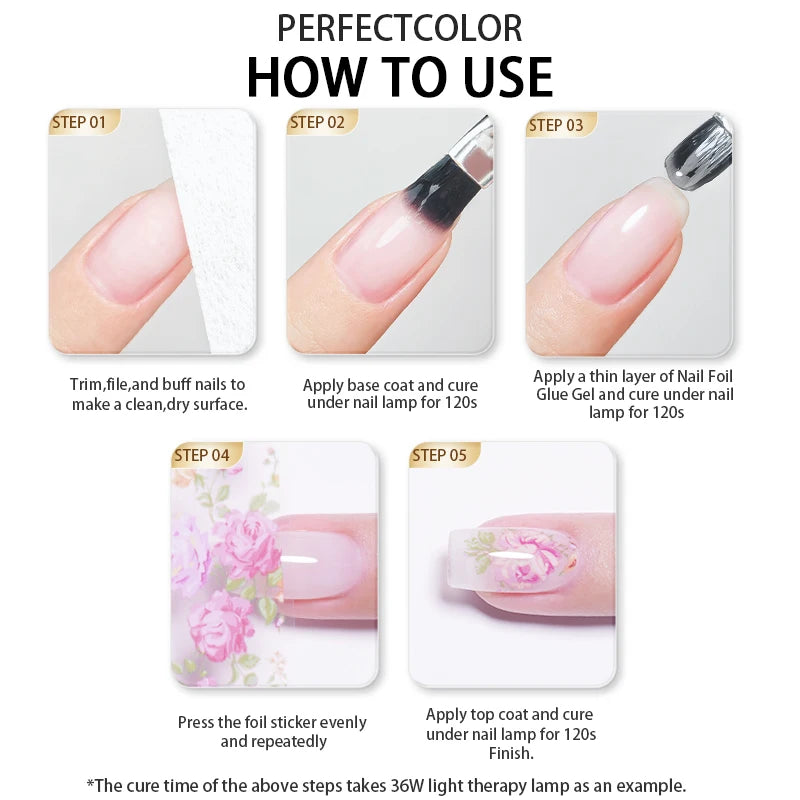 Perfect Color Nail Foil Glue Gel – UV Foil Transfer Adhesive, 12ml