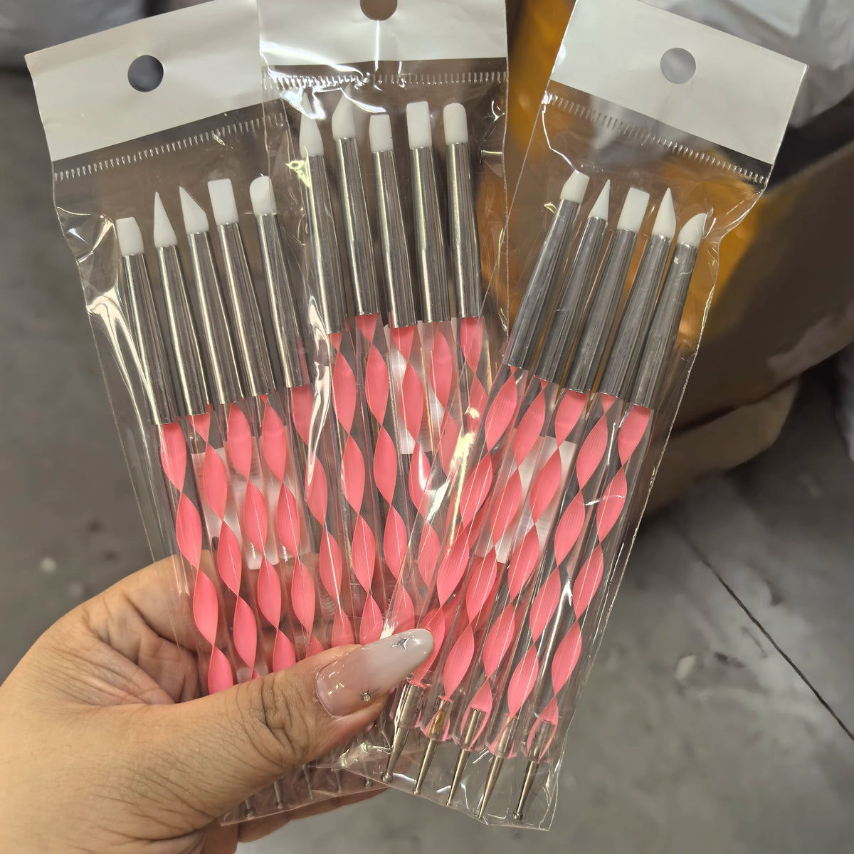 Dual-End Silicone Nail Dotting Brushes – Marbleizing Painting Pens, 5 Pieces