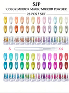 Saviland 28-Piece Chrome Nail Powder Set – Metallic Mirror & Holographic Pigments