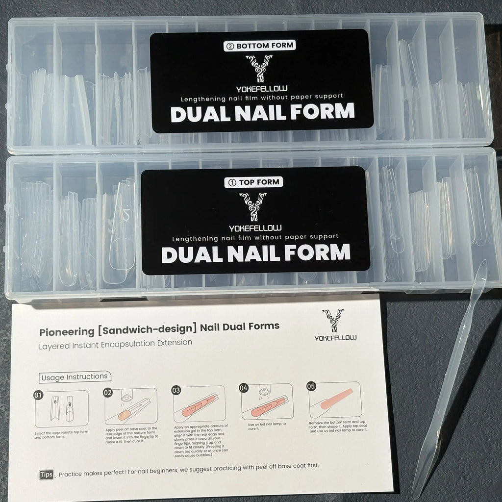 YOKEFELLOW Sandwich Dual Nail Forms – Coffin & Almond Extension Molds, 240pcs