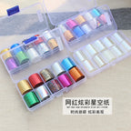 MingLee Holographic Nail Transfer Foils – Flower, Butterfly & Galaxy Mirror Effect, 10 Rolls