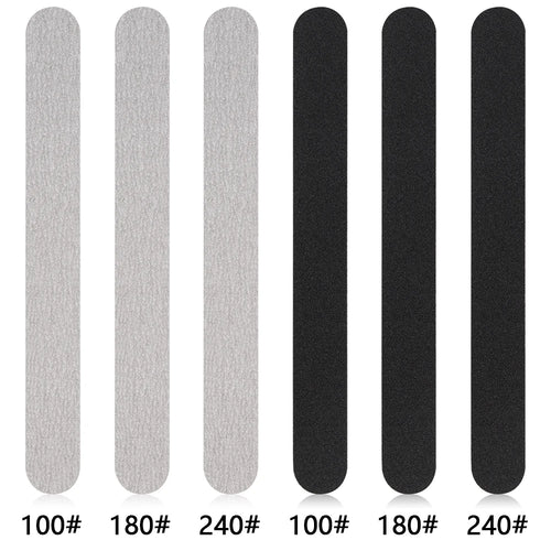 10Pcs Straight Sticks Replacement Nail Art Files 100/180/240 SandPaper With Metal Handle Grinding Tools Polishing Manicure Files