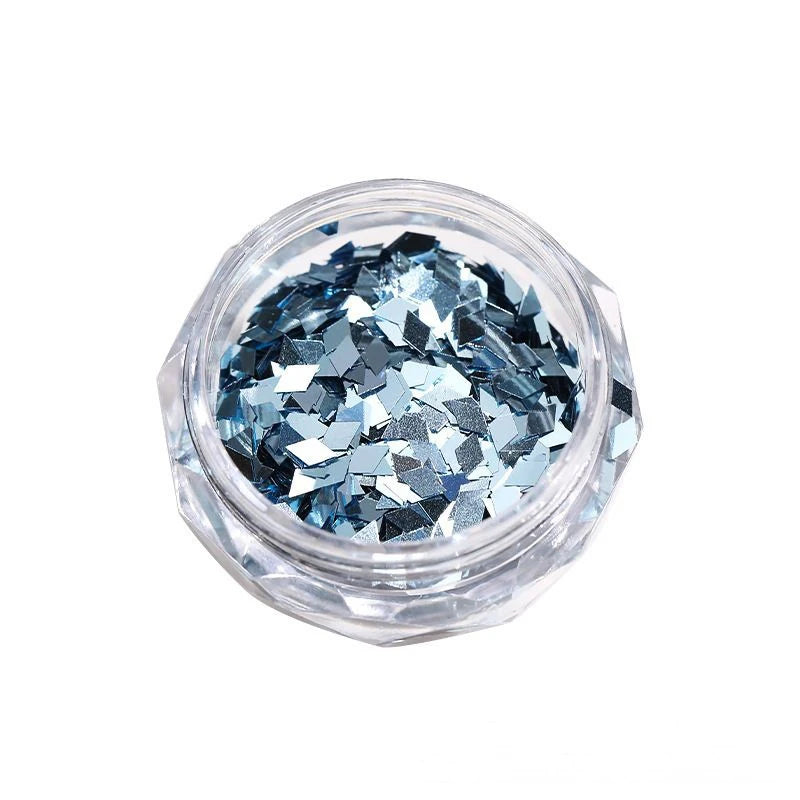 Nibiru DU Crystal Rhinestone Nail Flakes – Blue & Silver Sparkling Flat Gems