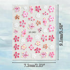 Tropical Flower Nail Stickers – 5D Embossed Hibiscus, Butterfly & Starfish Decals