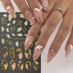 3D Pink Gold Flower Nail Stickers – Metallic Sakura & Floral Petal Decals