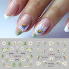 12-Style Daisy Flower Nail Water Sticker Set – Cute Summer Floral Decals