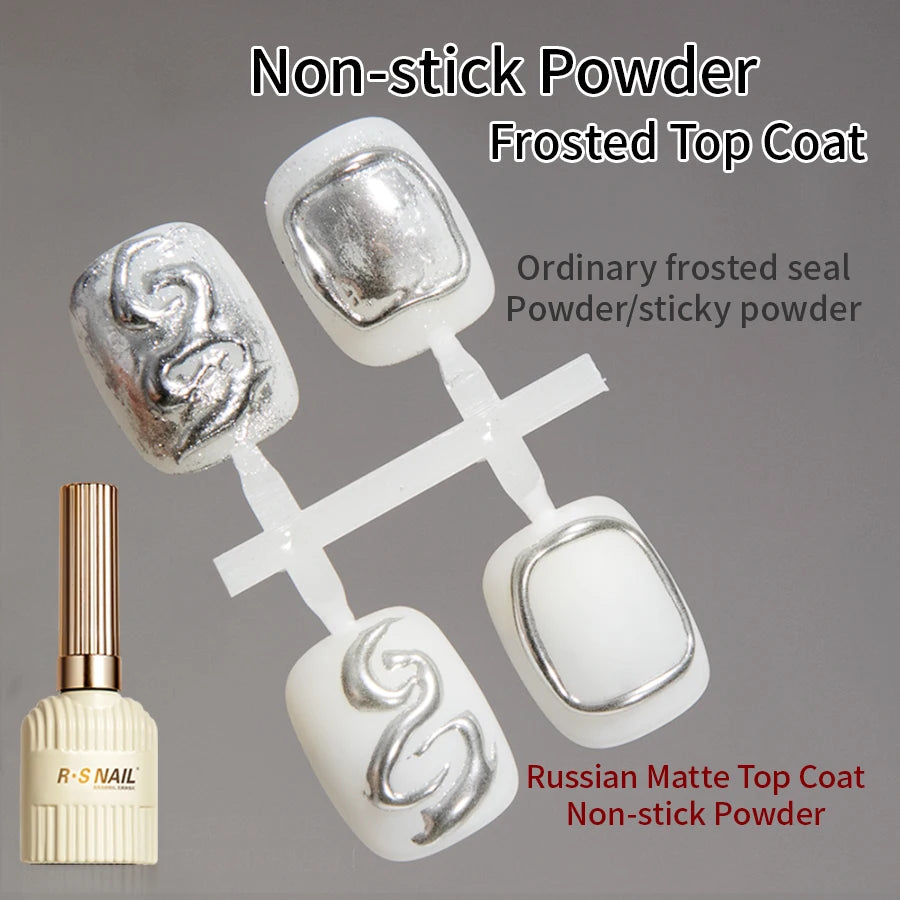 RS NAIL Russian Matte Top Coat – Frosted Non-Stick Powder Seal Gel