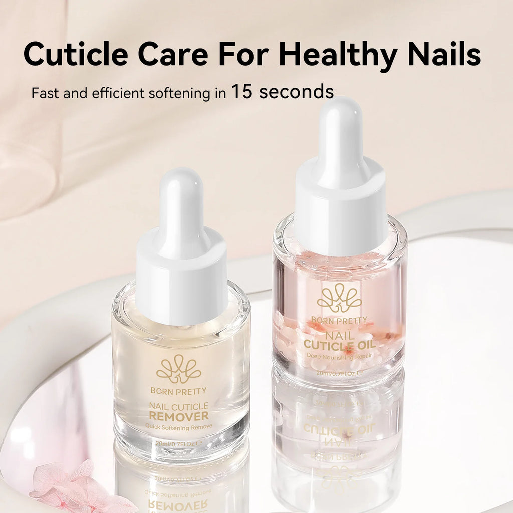 BORN PRETTY Flower-Infused Cuticle Oil & Remover Set – 20ml