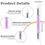 Dual-Ended Silicone Nail Sculpting Pen Set – 3D Flower Carving & Mirror Powder Tools, 5 Pieces
