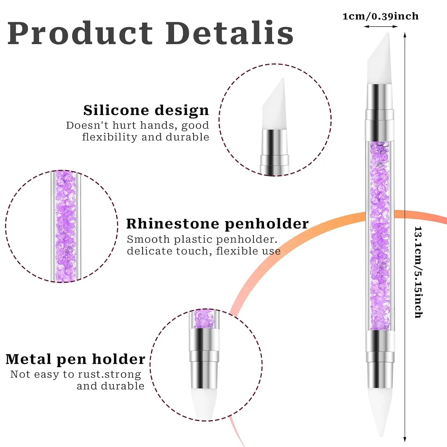 Dual-Ended Silicone Nail Sculpting Pen Set – 3D Flower Carving & Mirror Powder Tools, 5 Pieces