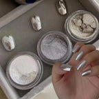 HotPress Silver White Aurora Mirror Chrome Nail Powder – High-Gloss Pigment