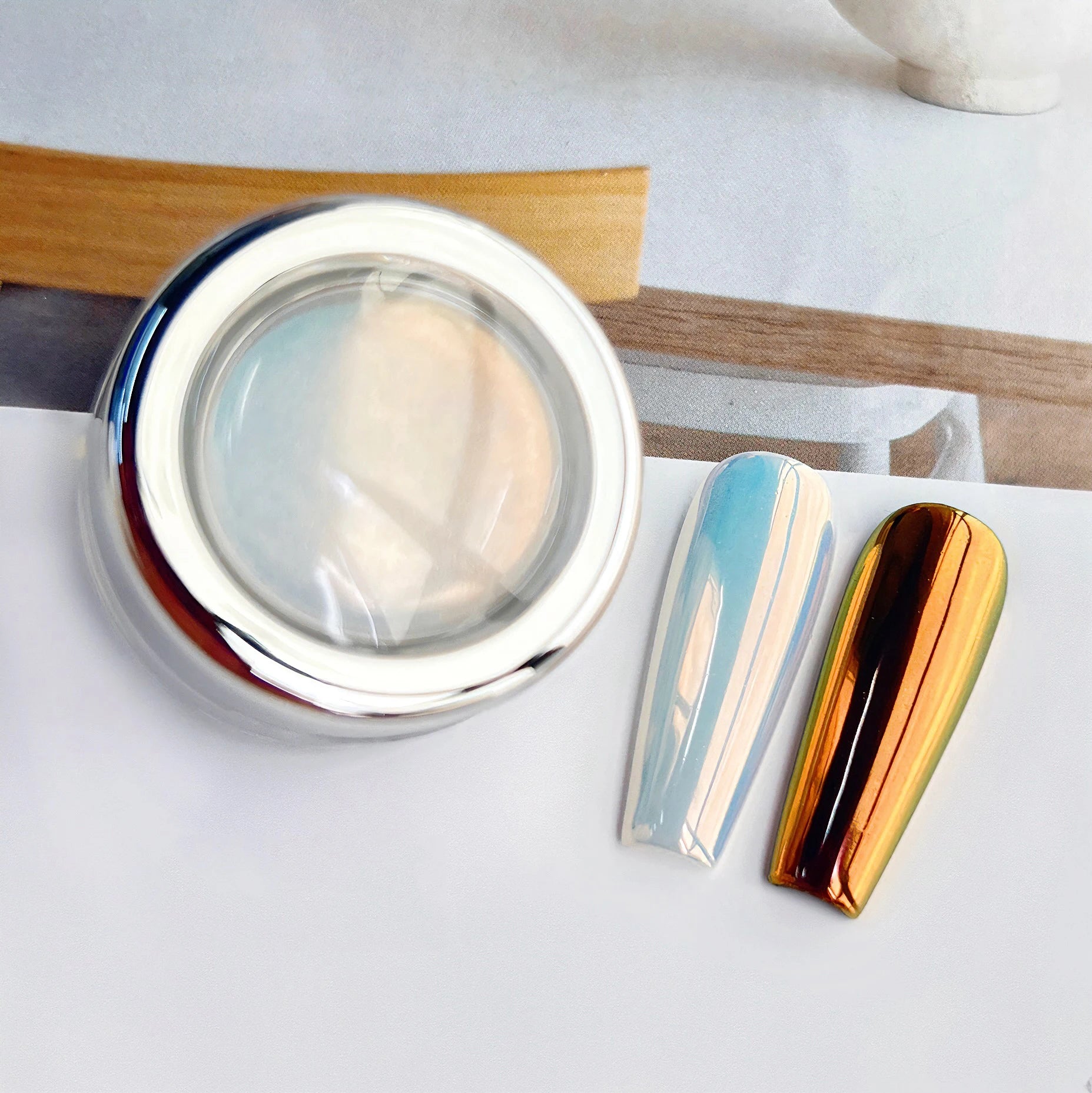 1Jar 0.2g Aurora Pearl Mirror Effect Nail Powders Aurora Chrome Mermaid Nails Art Powder Rainbow AB Glitter Rubbing Dust Pigment