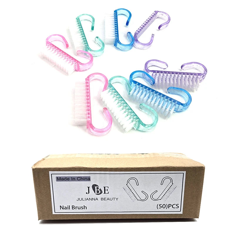Julianna Beauty Nail Dust Cleaning Brushes – Colorful Bulk Set, 50/100pcs
