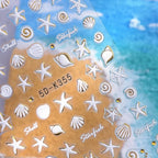Summer Ocean Embossed Nail Art Stickers – Shell, Starfish & Floral Decals