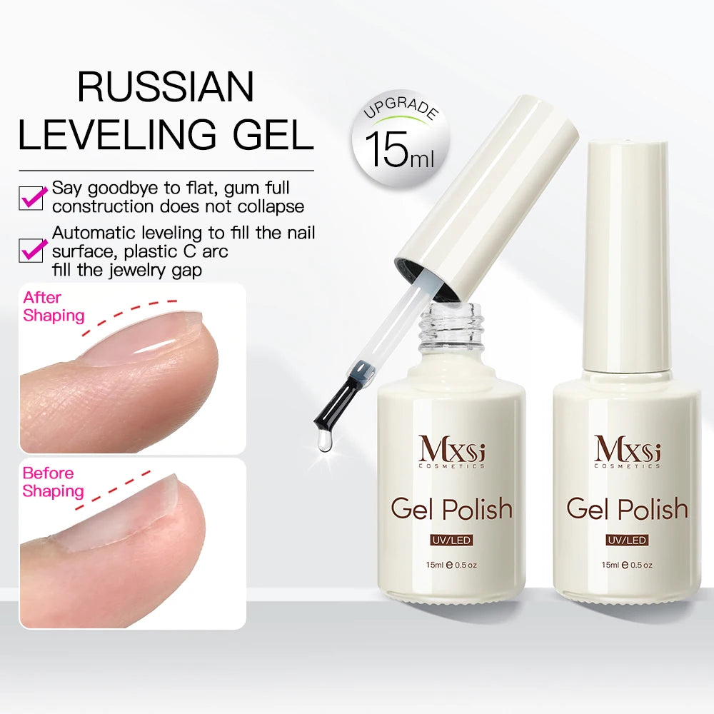 Mxsi Strong Base Coat & No-Wipe Top Coat – Self-Leveling French Manicure Gel