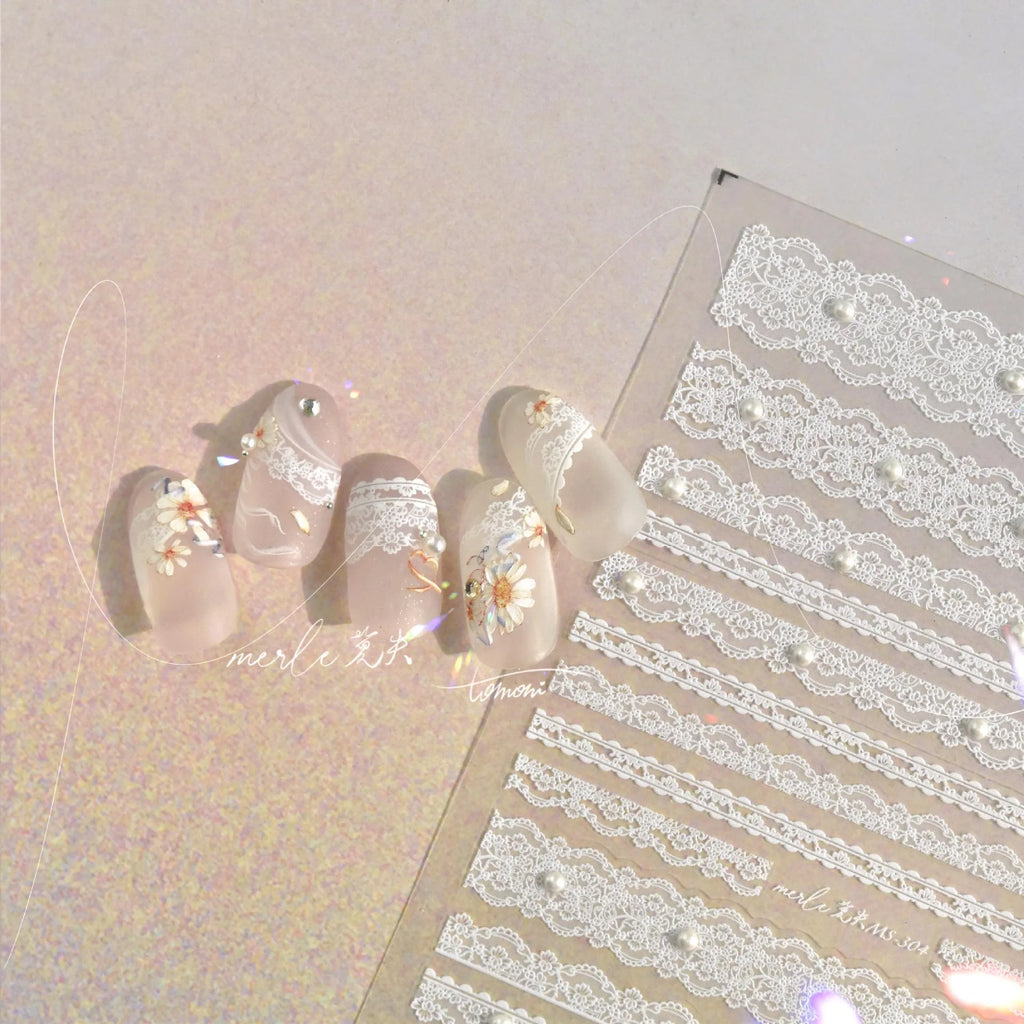 NAILFYOU 5D Lattice Lace Nail Stickers – Love Bow & Stripe Decals
