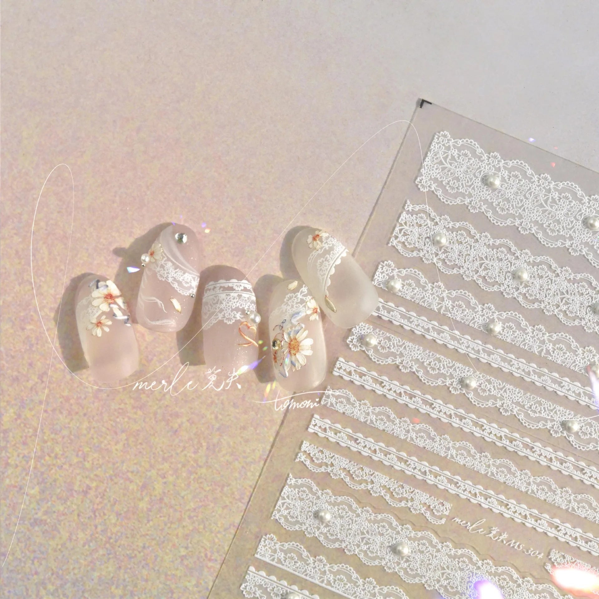 NAILFYOU 5D Lattice Lace Nail Stickers – Love Bow & Stripe Decals