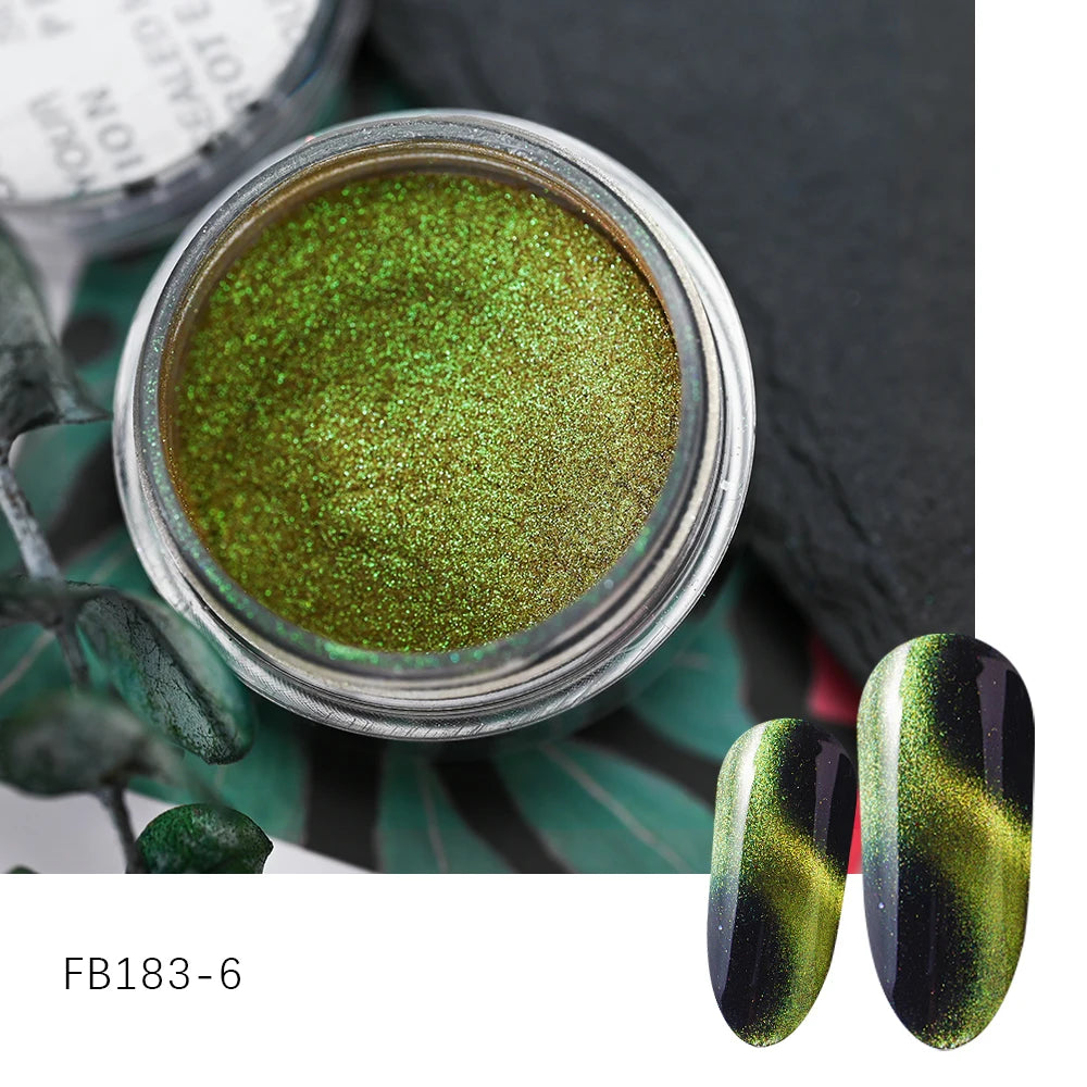 1Jar Reflective Magnetic Nail Powder Chameleon Glitter Cat Eye Dust Chrome Metallic EffectShiny Nail Pigment Manicure Decoration