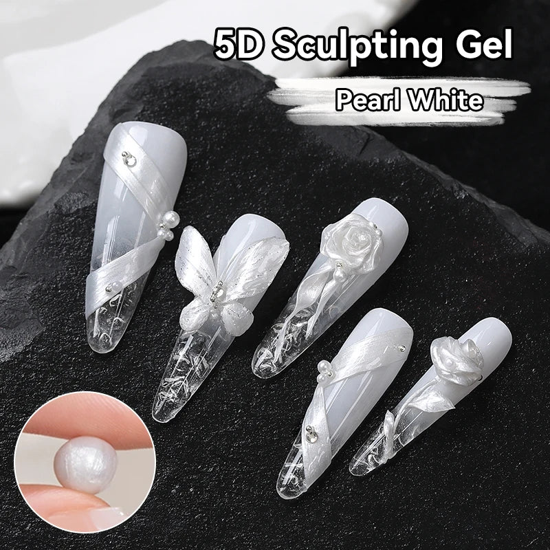 BORN PRETTY 5ml Pearl White 3D Sculpting Gel for Nail Polish Non-Sticky Hand 5D Shaping Carving Flower DIY Nail Art Decoration
