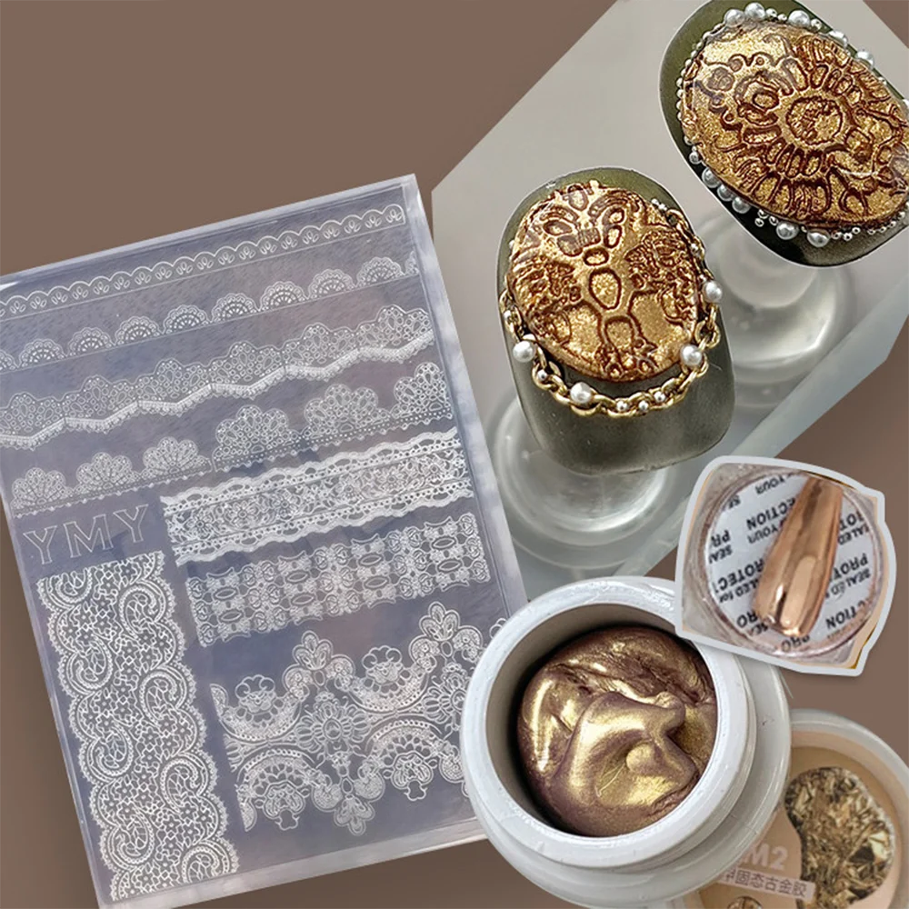 3D Lace Nail Stamping Plate – Silicone Hollow Rose Mesh Printing Mold