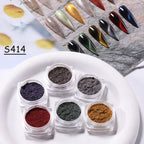 6-Color Cat Eye Magnetic Chrome Nail Powder Set – 3D Glitter Pigment